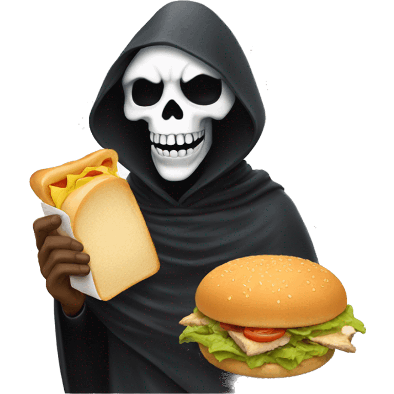 Grim Reaper with chicken sandwich  emoji