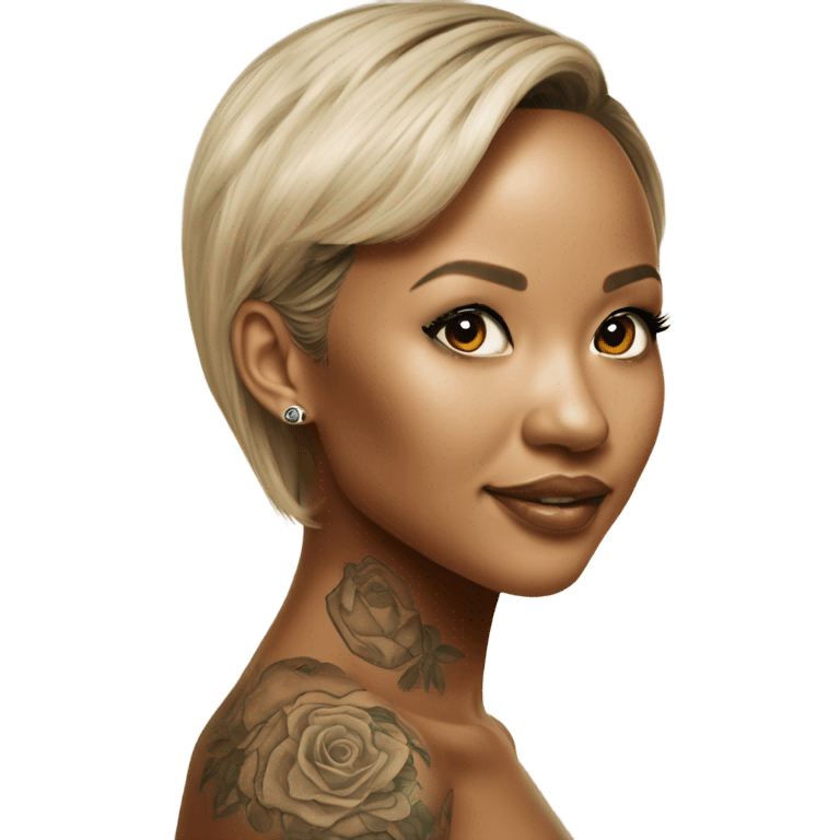 3d Hyper Realistic tattoo Karrueche Tran photo  emoji