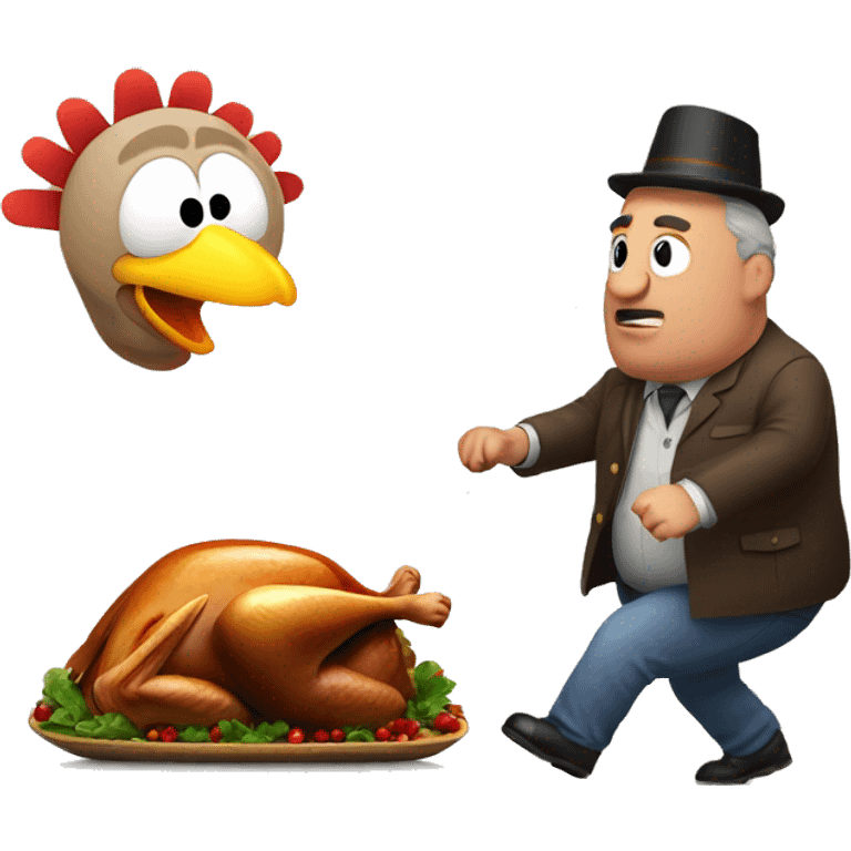 Turkey chasing fat man emoji