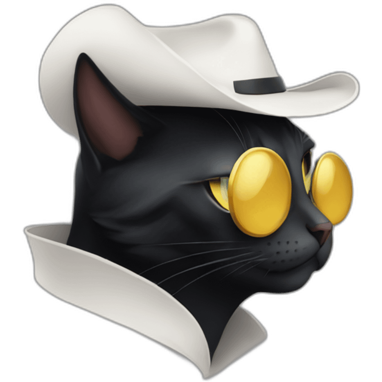 Chat noir avec un chapeau blanc emoji