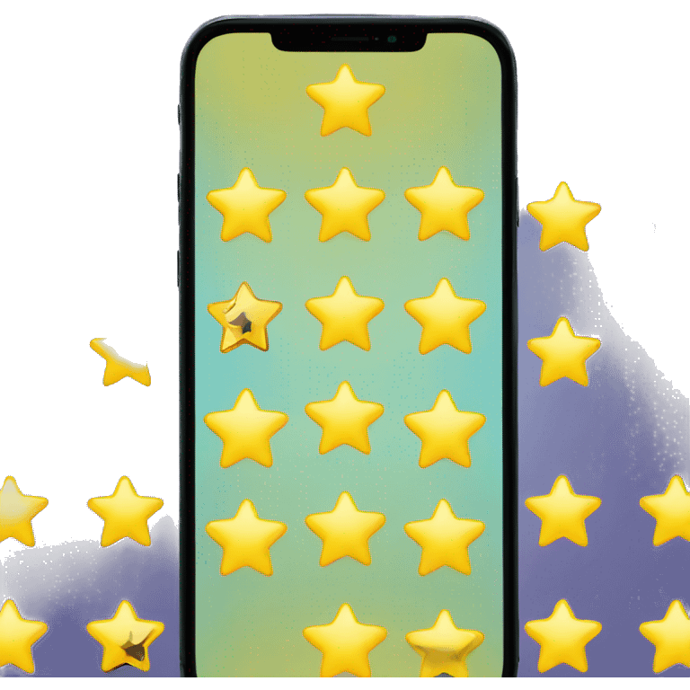 A phone with five yellow stars on the screen emoji