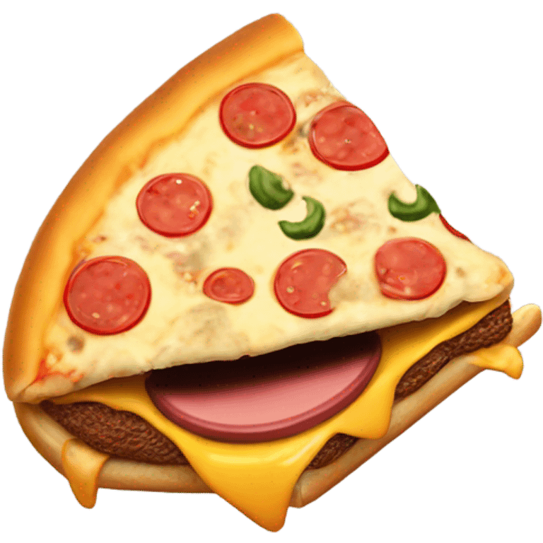 Pizza eating a hamburger emoji