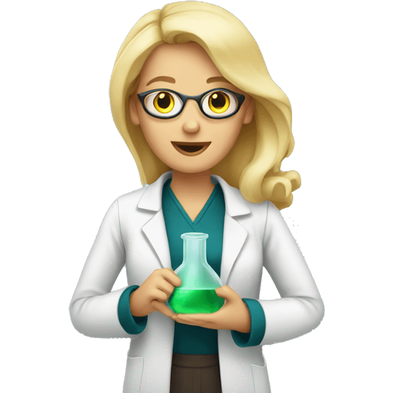 Blonde Women scientist holding flask emoji