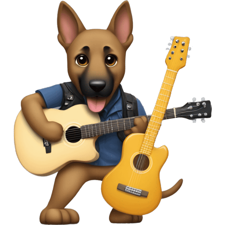 berger malinois qui joue de la guitar electric rock groupe emoji