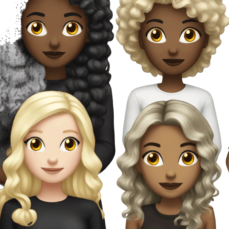 Black girl black hair and white blonde girl party emoji