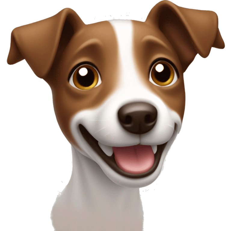 A chocolate brand tan jack Russell face smiling happy emoji