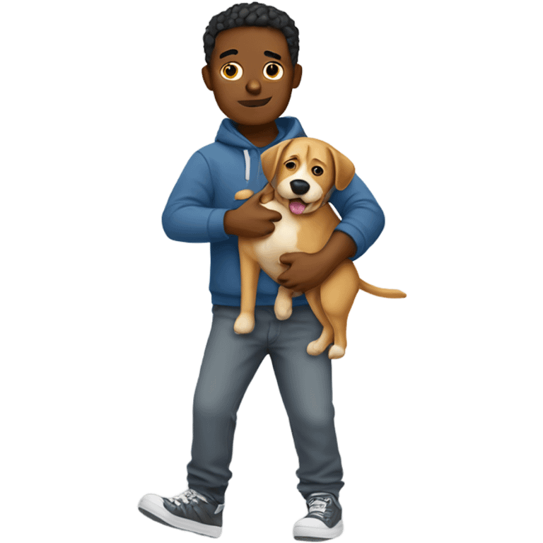 Chill guy carrying a dog emoji