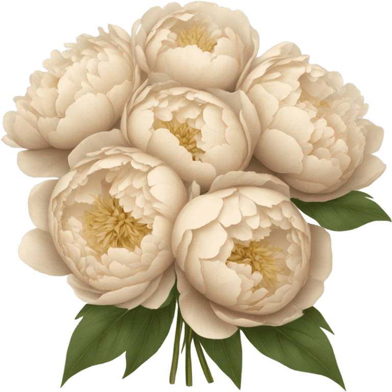 Big bouquet of beige peonies with a bow emoji