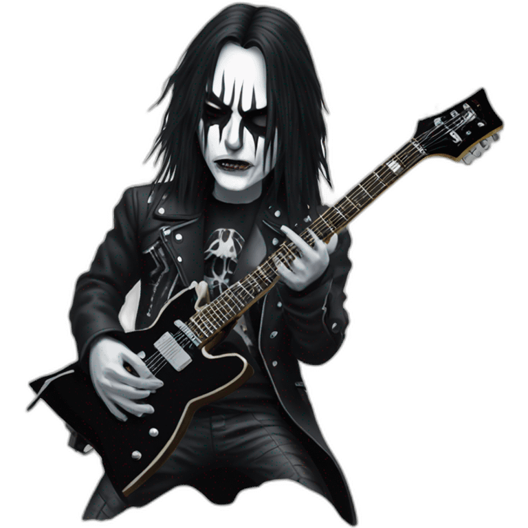 Black metal guitarist with corpse paint playing an electric guitar emoji