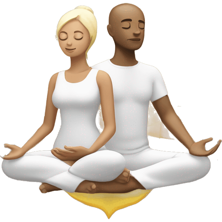 White lovers  man and woman with 7 chakra symbols meditating emoji