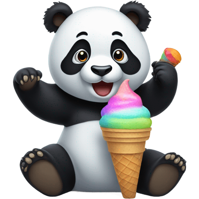 Panda eating ice cream emoji