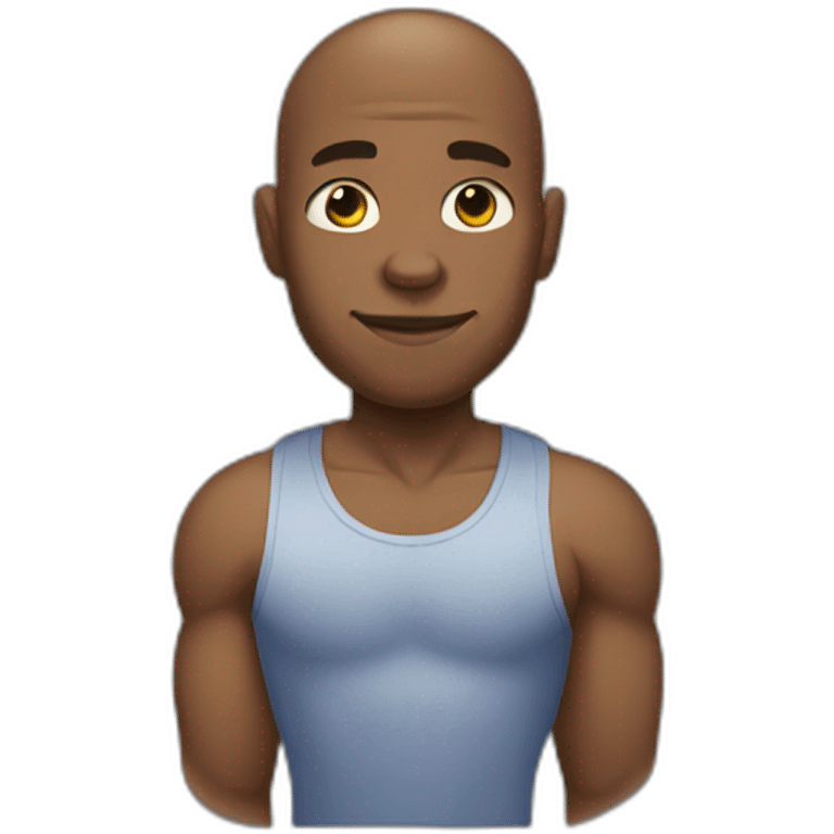 African American Guy with muscles and no hair emoji