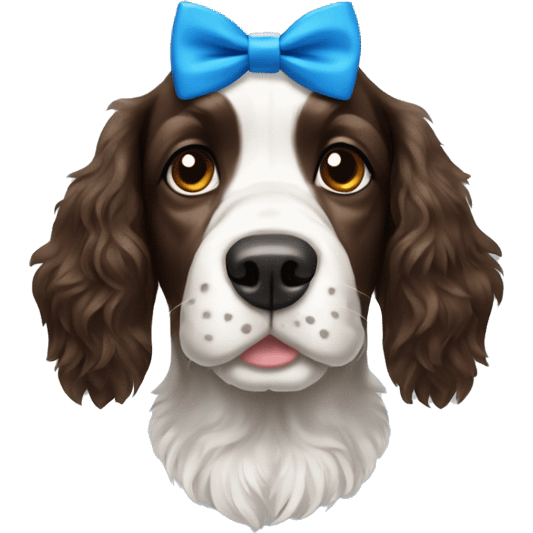 Springer spaniel with a blue bow tie emoji