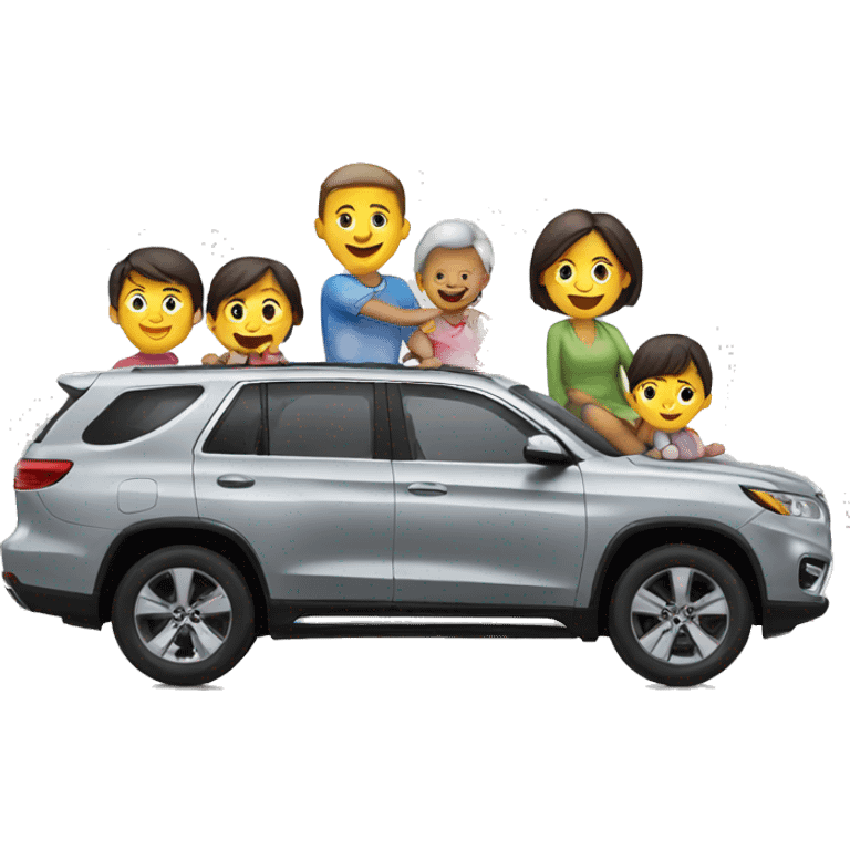 SUV with family seated emoji