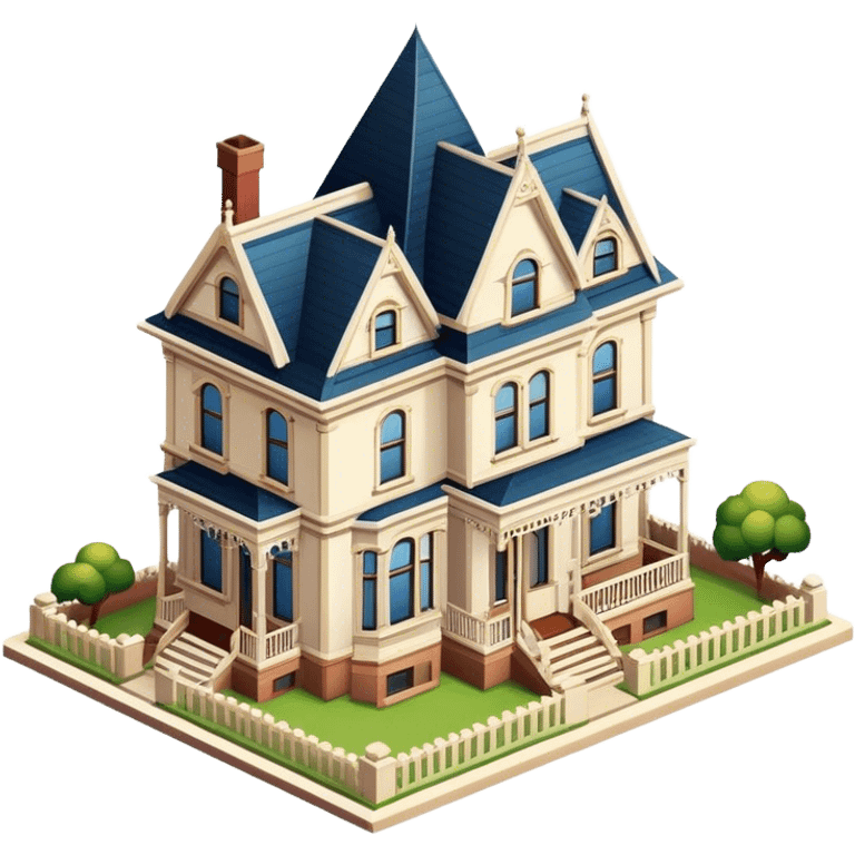 victorian house isometric exterior view emoji