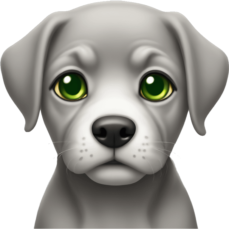 scotish fold in grey with Green eyes sitting emoji