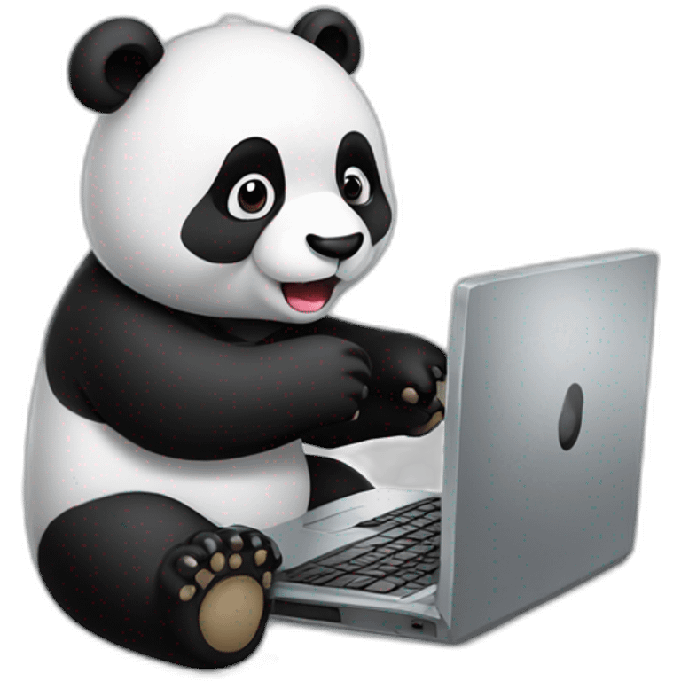 A liitle panda playing with PC emoji