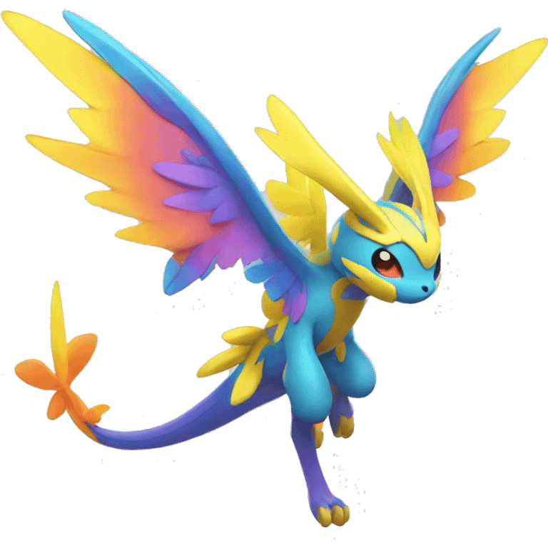 Colorful Neon Colors Flying Fakémon-Pokémon-Creature Full Body emoji