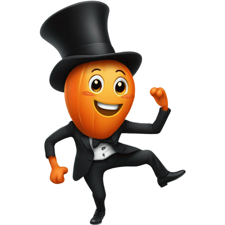 Dancing carrot in top hat emoji