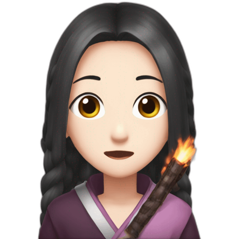 Nezuko kamado stick in mouth emoji