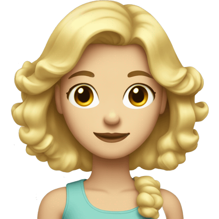 girl with blond hair, said hello, retro style emoji