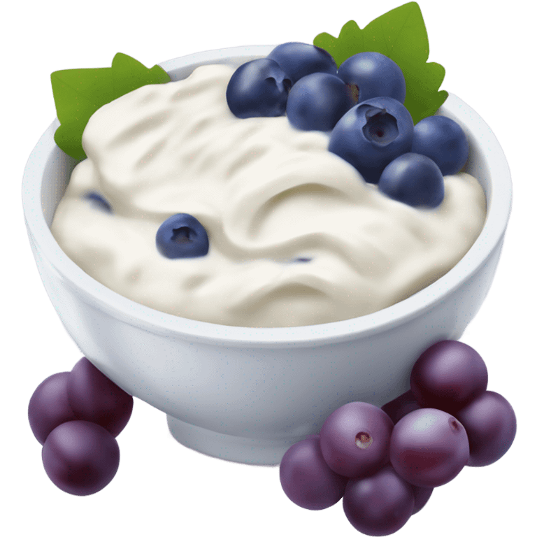 yoghurt bowl with grapes and blueberries emoji