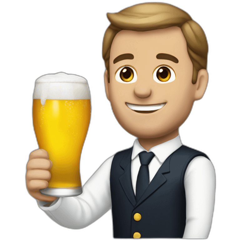 Macron with a beer emoji