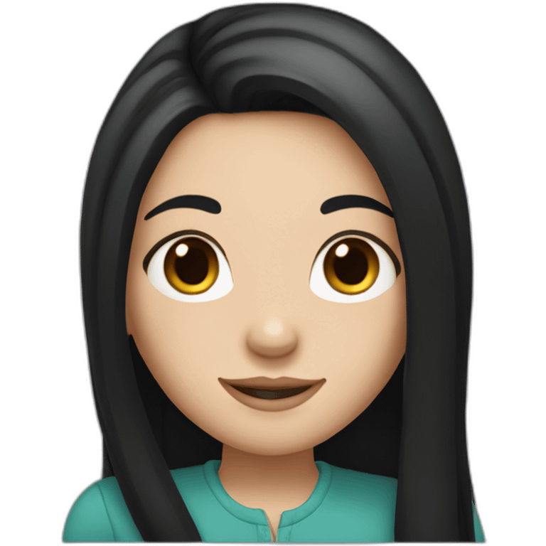 White Girl with long black hair and dimples emoji