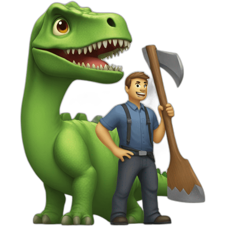 taxman with dinosaur head holding an axe emoji