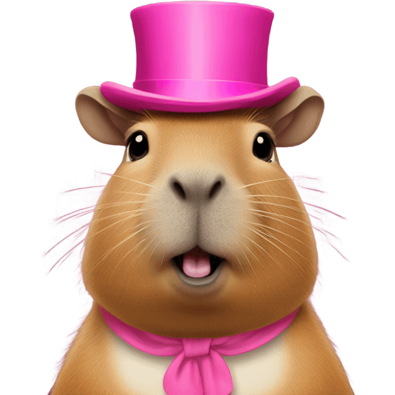 Capybara with a pink top hat emoji