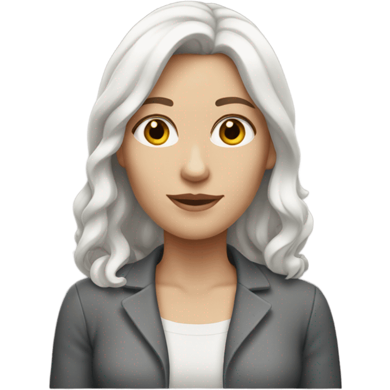 White woman with shoulder length dark brown hair emoji