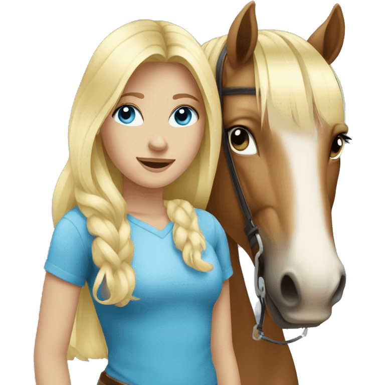 blond blue eyed girl with horse emoji