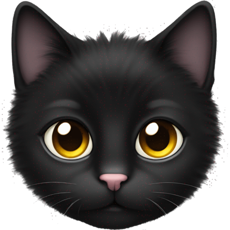 fluffy black cat nose half white emoji