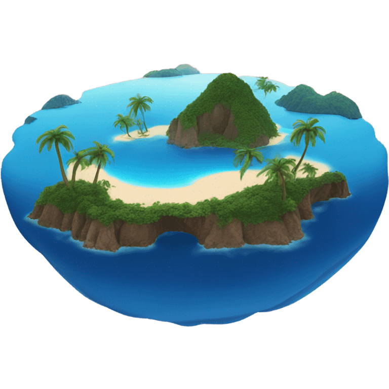 Island in blue water with red sky emoji