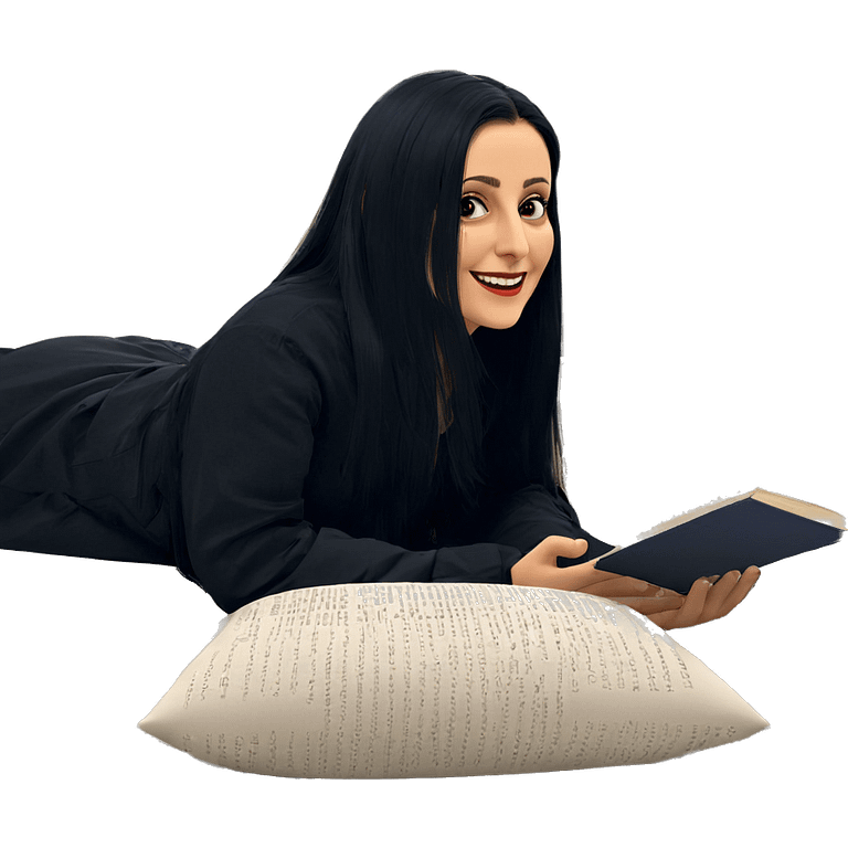 girl with book in bed emoji