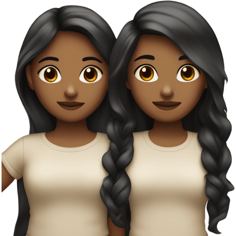 Two Girls one with black straight hair and one with brown waves they are besties emoji