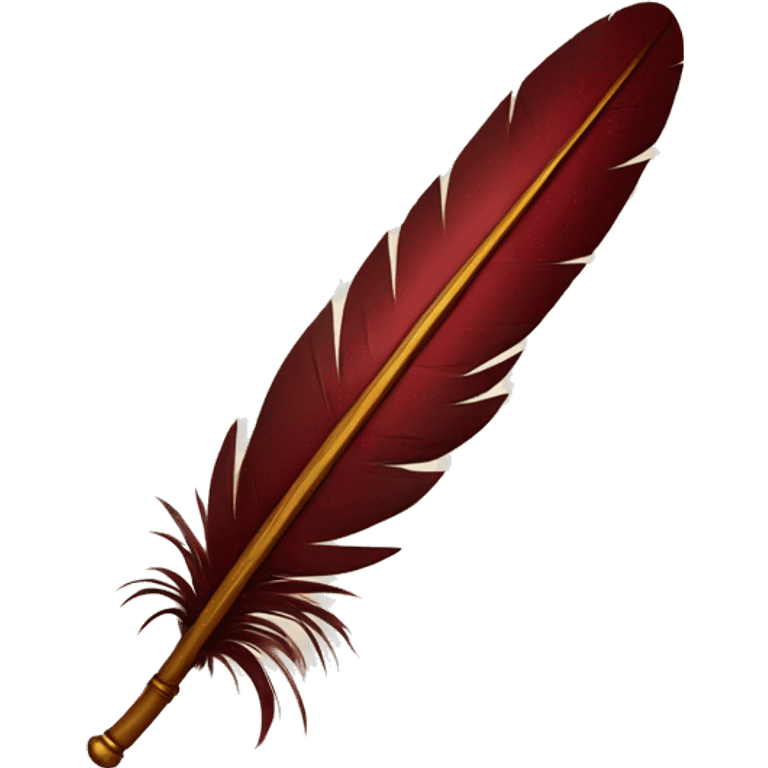 a maroon feather quill and an open SCROLL emoji