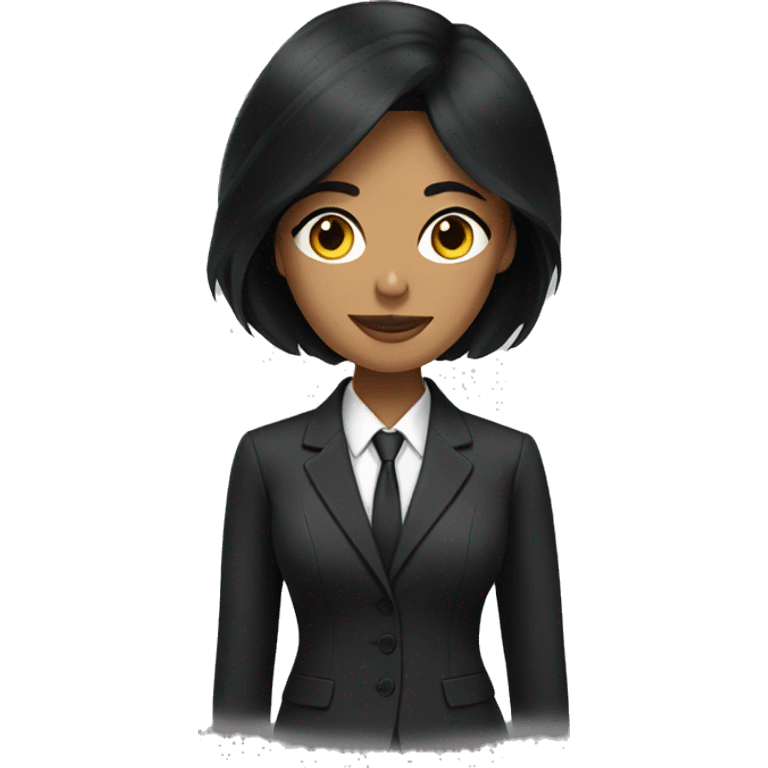 A woman with black hair in a suit emoji