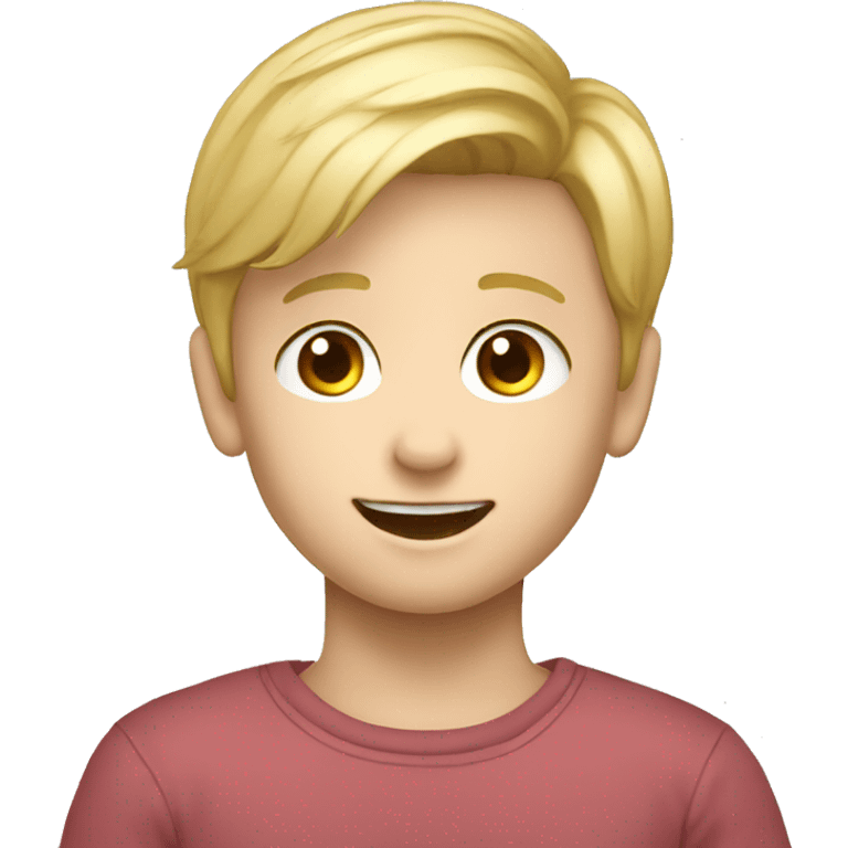 Blonde boy with cochlear implantat  emoji