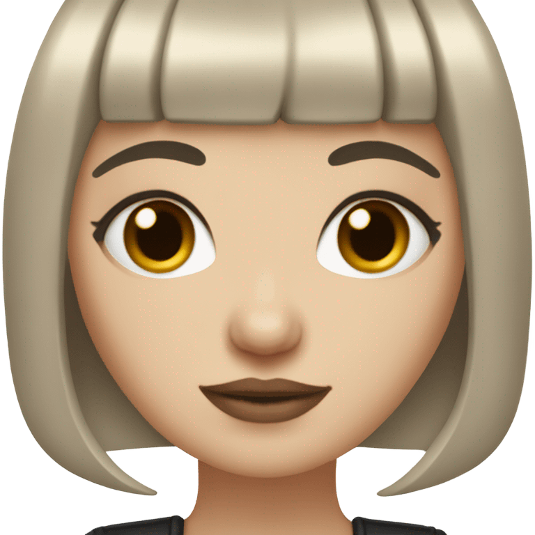 White girl with black hair, curtain bangs, short hair and septum piercing emoji