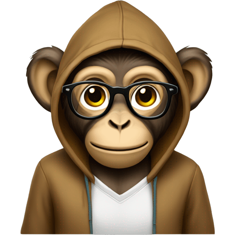 Monkey wearing glasses and a hoodie emoji