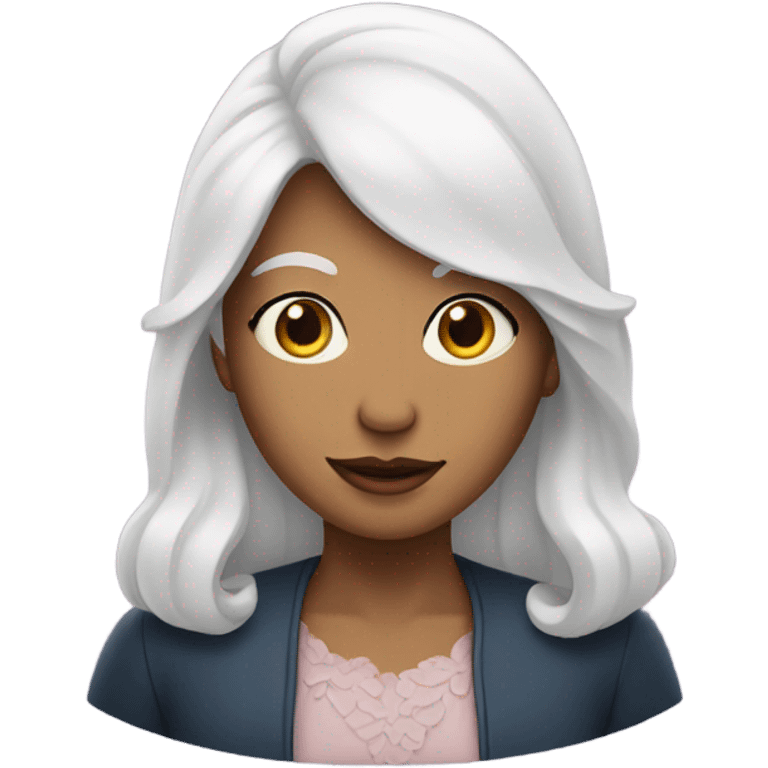 heart shape face white hair lady emoji