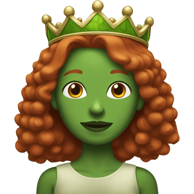 Green skin woman with red hair and crown emoji