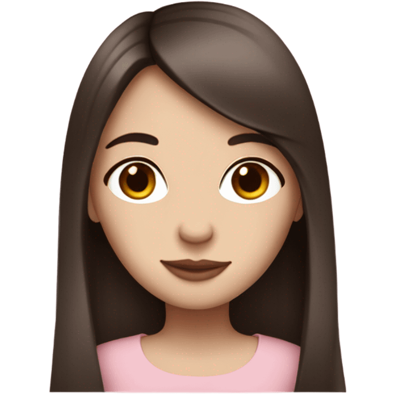 pink Parisian brunette girl long dark straight hair and brown eyes and pale skin  emoji