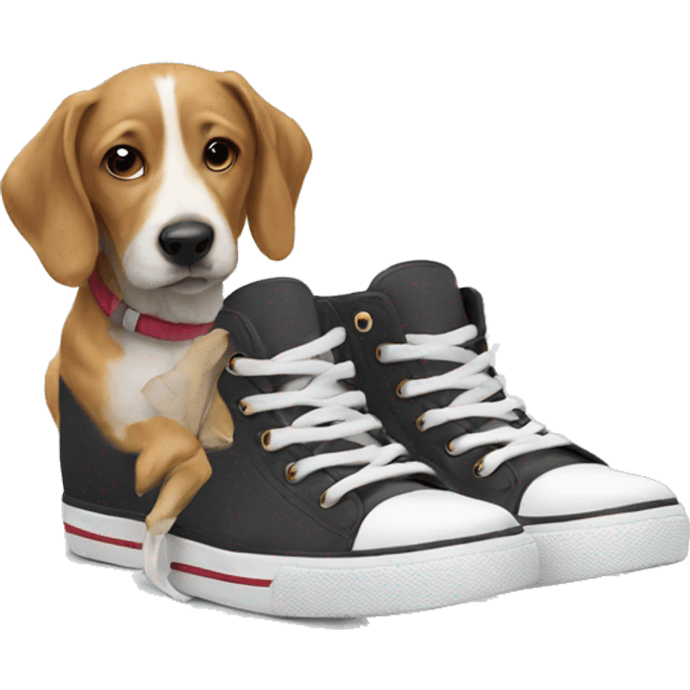 shoes with dog emoji