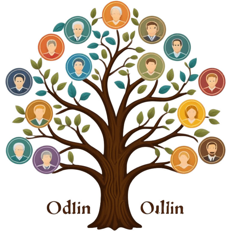 created an intricate but manly looking family genealogy logo including the names of  Odlin and Genealogy while using multiple colors in the logo emoji