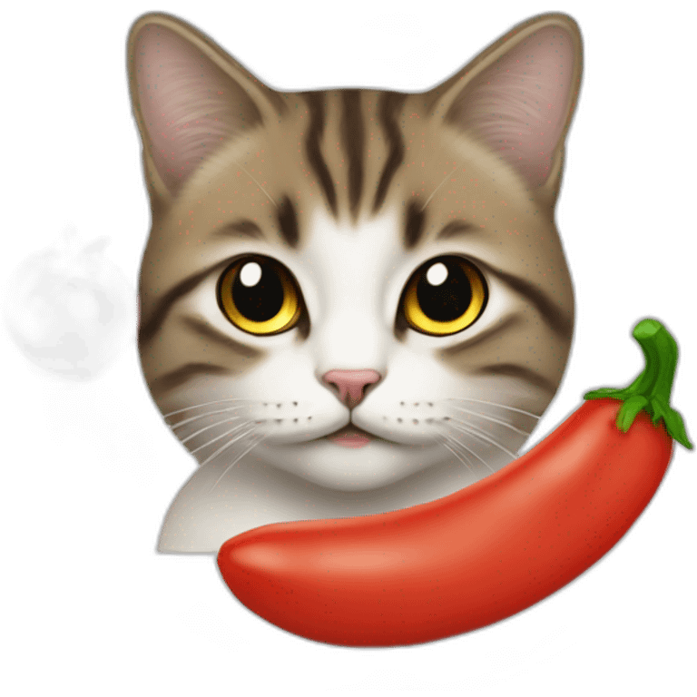 Un chat avec une tête de tomate emoji