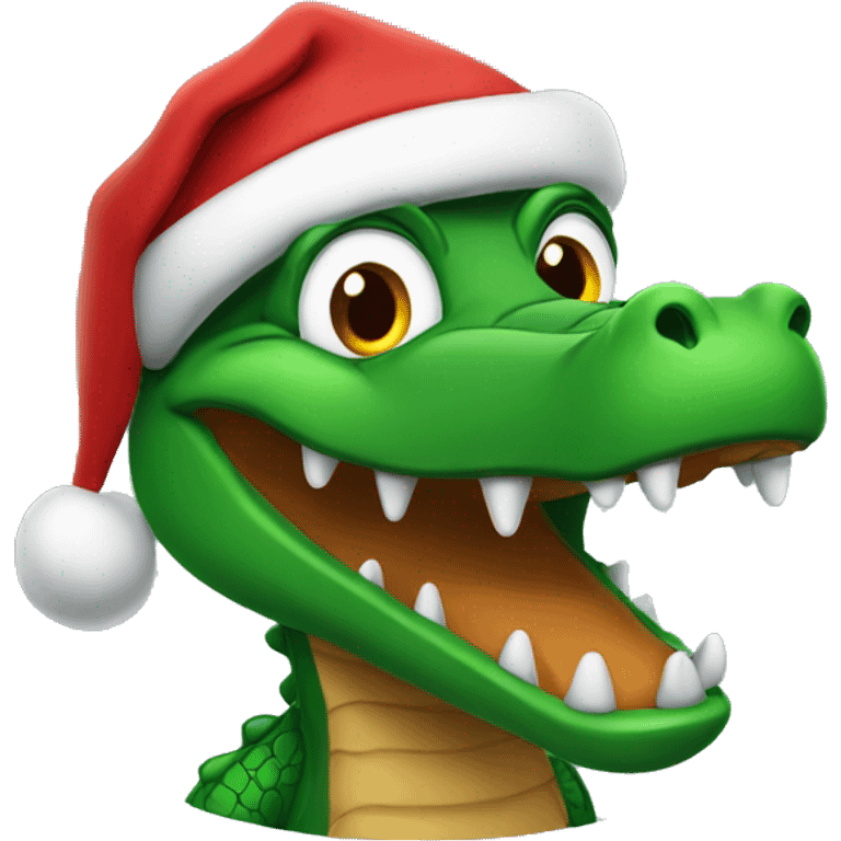 Gator in Santa hat emoji