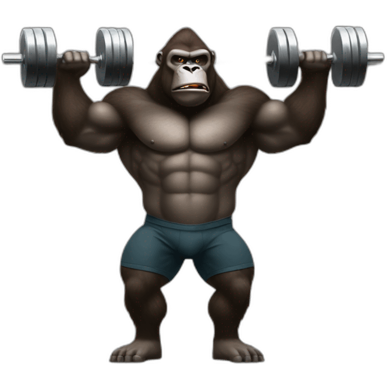 Very buff Gorilla lifting weights gym emoji