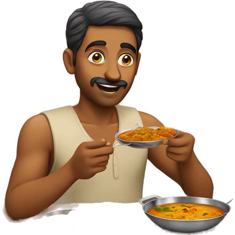 Indian man eating curry emoji